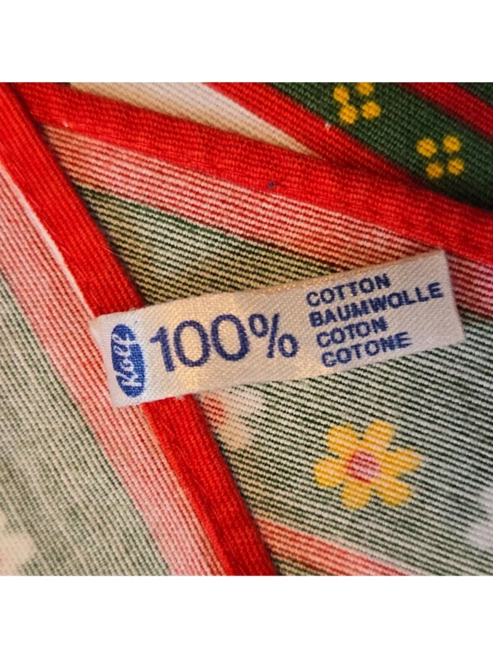 Vintage Kolf Folkloric Austrian Folk Art Scarf Tablecloth Cotton Austria